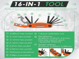 2 Sets 16 in 1 Tool Bicycle Repair Tool Kit Sturdy Practical Convenient Storage Bag for Mountain V1366-AZ2-W-15020