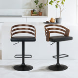 Sarantino Bentwood Walnut Barstool Leather Seat and Metal Base BAR-STL-MLM-081