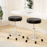 Artiss 2x Salon Stool Round Swivel Chair Black SALON-B-RD-BKX2