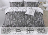 Floral Comforter Set, King Size, Black White Floral Pattern Reversible Bedding V745-MAB010384AJ3