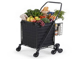 Emajin Shopping Trolley Cart Folding Aluminium Utility Cart Black ST-45KG-ALU-BK