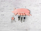 Pig Wall Decoration with 5 Hooks, Cute Key Storage Organizer for Farmhouse Entryway, Front Door, V1369-AZ3-W-21617