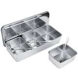 Household 3Grid Stainless Steel Seasoning Box Jar Spice Container Set with Spoons Cover V1294-YM0901-3118200093411