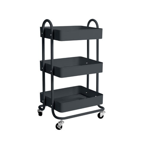 Levede 3 Tiers Kitchen Trolley Cart Grey HO0576-3-GY