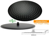 Matt Black Round 16" Extra Large Rain Shower Head 300mm Ceiling Dropper Arm Set V1233-A511300BKSR116B