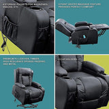 Recliner Chair Electric Massage Lift Chair with Heat Function PU Leather Lounge Sofa Black V63-834091