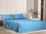 Dreamz 4pcs Double Size 100% Bamboo Bed Sheet Set in Blue Colour BED1016-D-BL