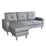 Sarantino Linen Corner Sofa Couch Lounge Chaise with Metal Legs - Grey SOFA-029-LNN-GRY-M