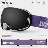 DOTUGE DGQ-D07 Magnetic Flip Ski Goggles with REVO Coated Dual-Layer Anti-Fog Spherical Lens, UV400 V1341-ZY-BD9KJK24-E