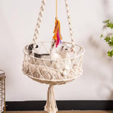 Cat Swing, 49 Inch Hanging Cat Bed with Cotton Mat, Boho Style with Tassel, Space Saving V1107-135-69183