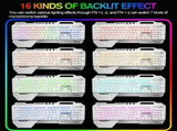 104 Keys Wireless Gaming Keyboard Mouse SetMouse Pad, RGB LED Backlit PC/Laptop White-RGB V201-W11043639