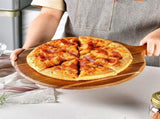 Acacia Wood Round Pizza Peel with Handle, Food Safe Serving Board for Bread Cheese Kitchen Use V1369-AZ3-W-10245