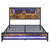 Levede Queen Bed Frame Storage Headboard Industrial BF1066-Q