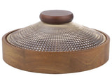 Wooden Snack Box with Glass Lid, 4-Compartment Snack Serving Tray, Divided Acacia Wood Candy Nut V1369-AZ3-W-08850