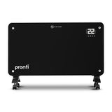 Pronti Glass Panel Convection Heater with Remote Control LED Display Black HEA-GPL-E20-BK