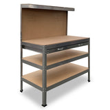 3-Layered Work Bench Garage Storage Table Tool Shop Shelf Silver TBL-3LY-WH-SL