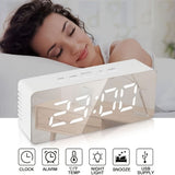 LED Mirror Desk Clock with Snooze Function & Temperature Digital Alarm Clock, Large LED V1106-ZMNZLED001