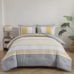 Floral Stripes Comforter Set, King Size, Deluxe 3-Piece Bedding with Pillowcases V745-MAB010939AJ3