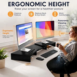 CARLA HOME Dual Monitor Stand Riser, Adjustable Length and Angle, Black V178-36578
