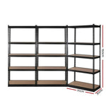 3x1.5M Warehouse Shelving Racking Storage Garage Steel Metal Shelves Rack WR-E-7X15-BKX3