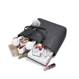 Women's Large Capacity PU Leather Tote Bag, Elegant Shoulder Bag for Work Shopping Party, Black V1188-MS-325-0320