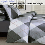 Big Sleep Argyles Black Quilt Cover Set Single V442-HIN-QUILTCS-ARGYLES-BLACK-SB