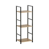 CARLA HOME 3 Tier Bookshelf - Wood Metal Display Shelf - Brown - Rustic - Steel - Living Room Office V178-36410