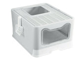 Self-Cleaning Hooded Cat Litter Box Enclosed Large Kitty Toilet Box Tray Refills V767-XPET124-GY