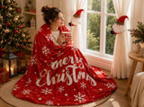 Christmas Flannel Throw Blanket and Santa Curtain Tieback Set, 150x200cm Thick Fleece Sofa Blanket V888-ELOSUNG54137