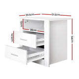 Artiss 2 X Bedside Table 2 Drawers with Shelf - TARA White FURNI-SIDE-SHELF-WHX2