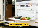 Heavy Duty Folding Caravan Table 800 x 450mm Full Metal Frame, Lockable, 50kg Max Capacity, White V1181-AT005-WH
