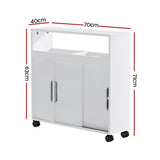 Artiss Bathroom Storage Cabinet Toilet Caddy Shelf 3 Doors With Wheels White FUR-V-BATH02-WH