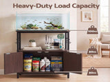 Artiss 20 Gallon Fish Tank Stand 3-Tier Aquarium Stand with Storage Cabinet and Open Shelf Walnut MET-FTS-26140-WN