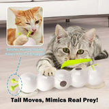 Interactive Cat Toy Caterpillar with Motion Sensor, Self-Play Feather Chaser with Suction Cup, V1341-ZY-NXMQNXM9-WHITE