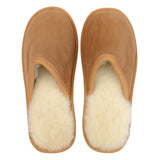 Sheepskin Wool Mens Slippers Scuffs Slip On Winter Ugg Slippers in Chestnut - 7 V563-BR-SHEEPSCUFFS-CNTWOFR-7