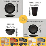 Plates and Bowls Sets, 16Pcs Dishes Set, Camping Dishes, Plastic Plates Reusable, Dishware, Outdoor V1366-AZ2-W-20951