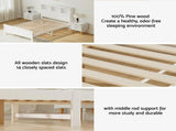 Artiss Bed Frame Double Size Wooden with 3 Shelves Bed Head White WBED-G-S1-D-ABC