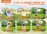 Swing Sets for Backyard 6 in 1 Swing Set 440lbs Capacity Metal Swingset V952-AXQQTZ4RW000I4JXOV0
