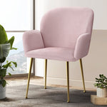 Artiss Dining Chairs Set of 2 Velvet Armchair Pink UPHO-C-DIN-5220-VEL-PKX2