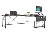 Levede Computer Desk Corner Desk Brown DH1051-BR