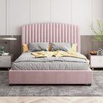 Camelia King Single Size Bed Frame Pink Velvet Upholstery High Headboard Quality Slats Metal V43-BED-CAM-KSPN