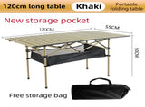 120CM Khaki Portable Folding Egg Roll Camping Table 4-Pack 36CM Chairs with Storage Bag & Mesh V888-ELOSUNG49116