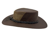 JACARU Full Grain Kangaroo Leather Breeze Cooler Hat Oil Skin Mesh Vent Outback - Brown V563-J-1150-BRN-S