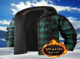 Plaid Hooded Jacket with Velvet Lining - Blue - Size L V1106-M-APP-9978-BLUE-LAULEU50