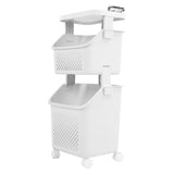 Rolling Laundry Hamper PP ABS Laundry Shelf Clothes Storage Basket Organizer with 4 Wheels for Home V1294-YM0901-3117240250811