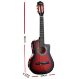 Alpha 34 Inch Classical Guitar Wooden Body Nylon String Beginner Kids Gift Red GUITAR-D-34-RED