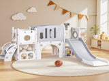 Keezi Kids Slide Swing Set Ball Hoop Rings Football Outdoor Toys KPS-SLIDE-1125-GR