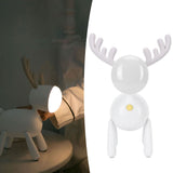 LED Night Light Cartoon Deer-Shaped Table Lamp 1200mAh USB Charging Bedroom DecorationWhite V1294-YM0721-3119210002011
