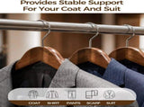 Premium Wooden Hangers 6-Pack Wide Shoulder Non-Slip Design for Coats, Jackets & Suits 360&deg V1258-DP02-WO-112