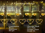 Waterproof Heart-Shaped LED Curtain String Lights V728-PBHF02677